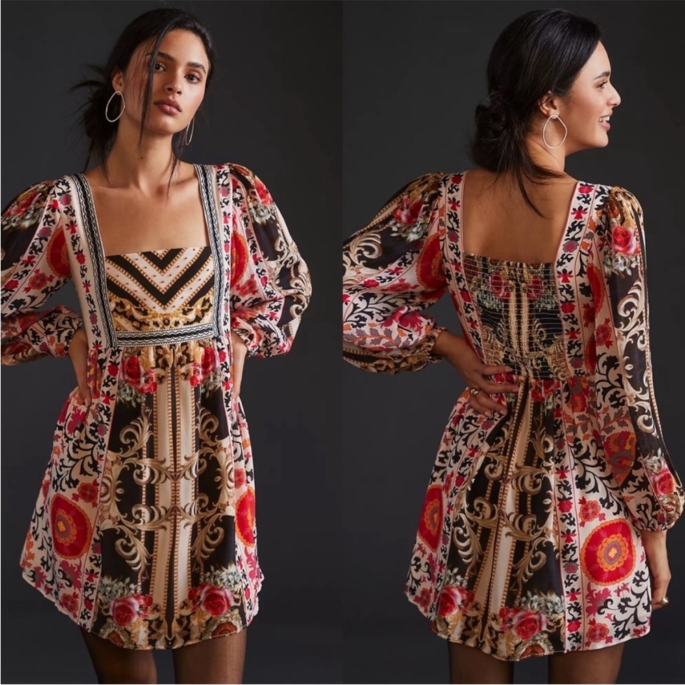 Anthropologie Nikasha Floral Mini Dress Size Medium